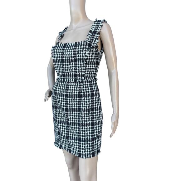 Forever 21 S Houndstooth Plaid Mini Dress Fringe - Picture 4 of 6
